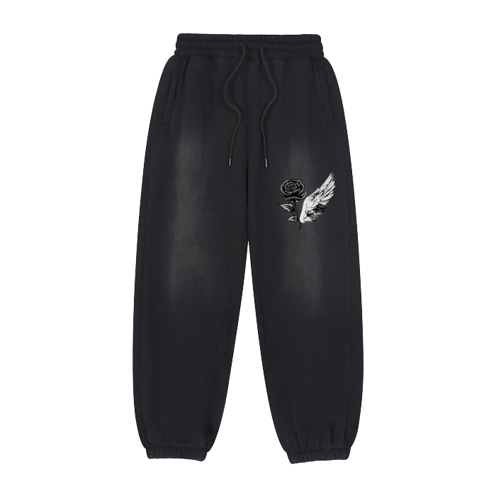 Rose & Wings (B&W) - Jogger Sweatpants