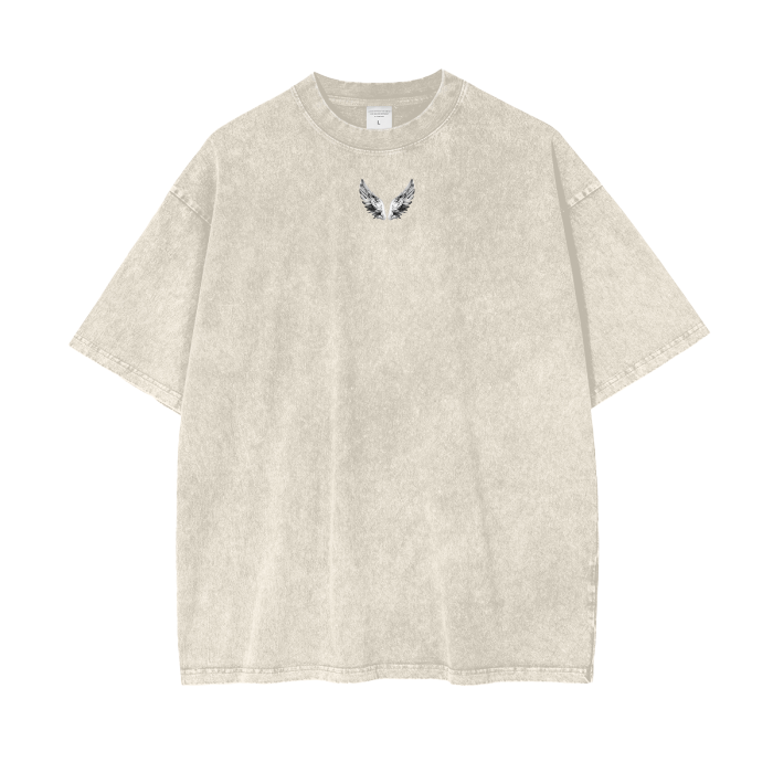 “SIMPLE WINGS” - Acid Wash Oversize T-Shirt