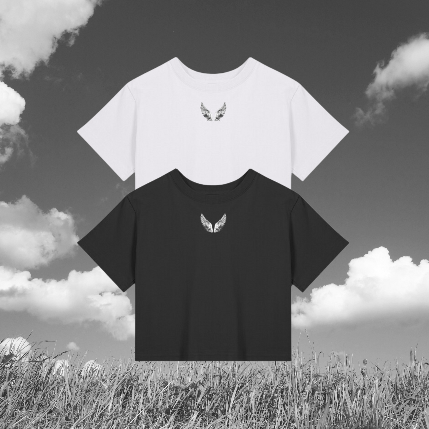 “SIMPLE WINGS” Baby Tee Seamless T-Shirt