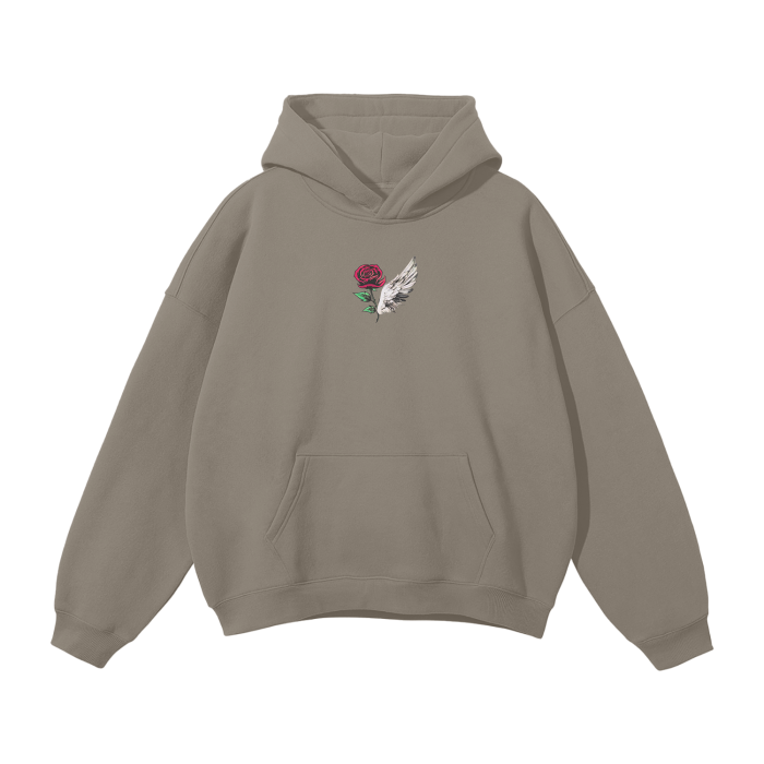 ROSE & WINGS -Oversized Fleece Hoodie