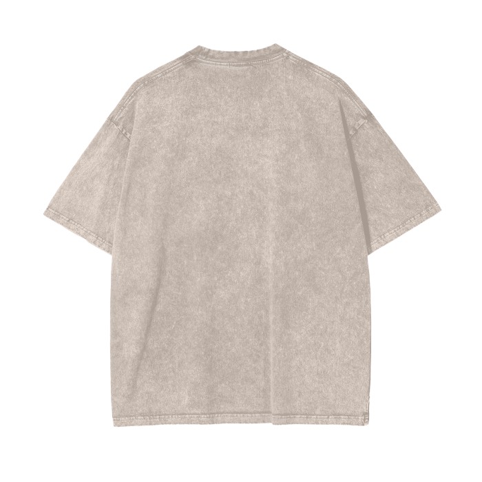 White Wolf & Rose - Oversize Snow Washed T-Shirt